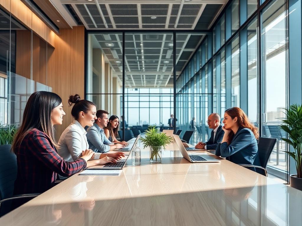 Équipe dans un environnement corporatif moderne